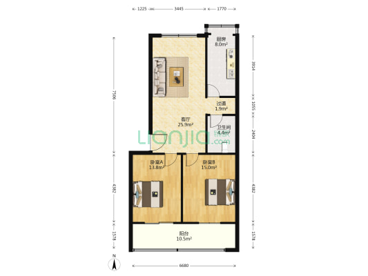 送变电工程公司家属院 2室1厅1卫 93平方