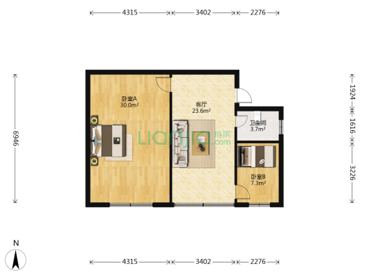 庆丰路1号大厦 2室1厅1卫 71平方