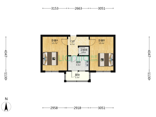 北一西路 2室0厅1卫 51平方