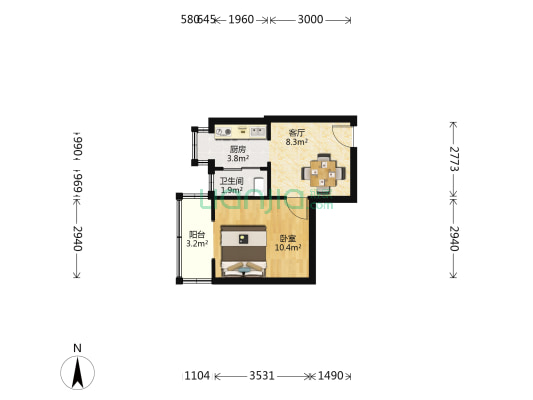 付家坡一路1号 1室1厅1卫 35平方