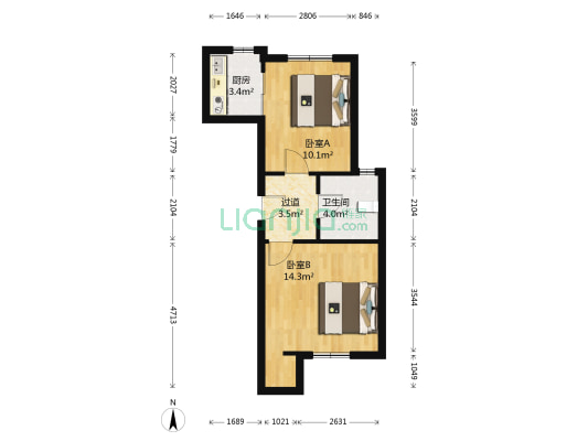 鹏辉新世纪六期 2室0厅1卫 51平方
