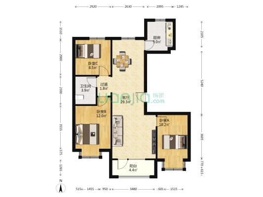 福成·东尚雅苑 3室1厅1卫 114平方