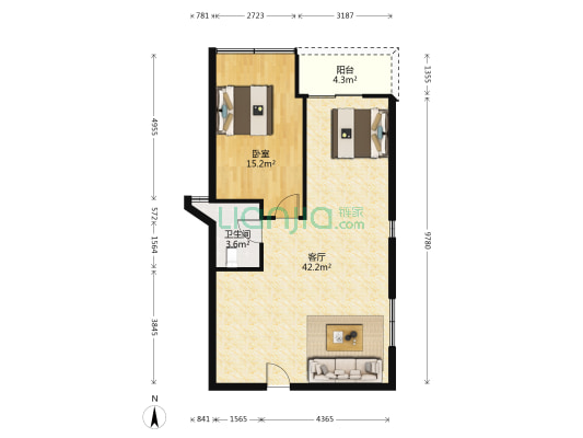 丽景轩 1室1厅1卫 79平方