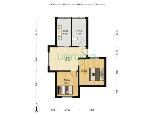 工农街 2室1厅1卫 56平方