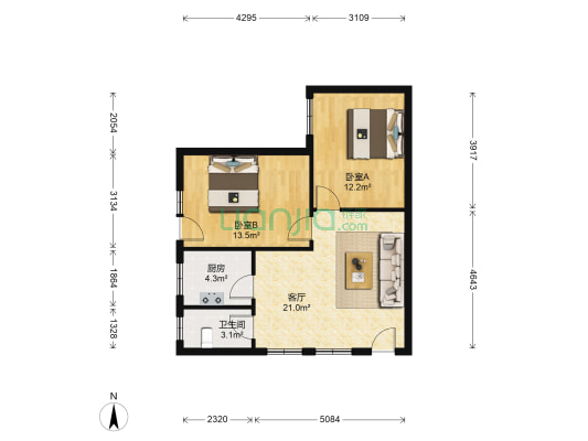 后街小区 2室1厅1卫 67平方