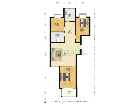 南环国际名邸 3室2厅1卫 130平方