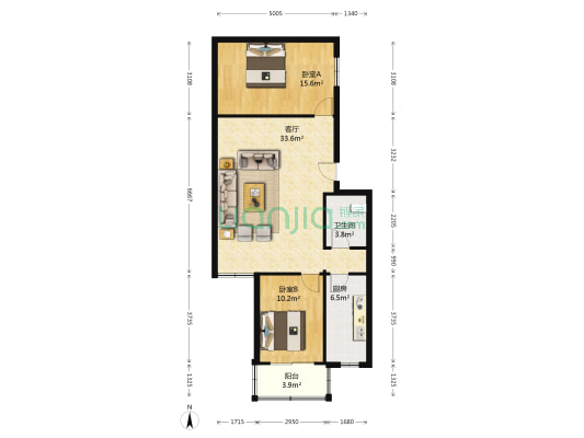桂子山庄 2室1厅1卫 94平方