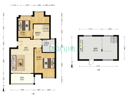 联杨新村北区 2室1厅1卫 73平方