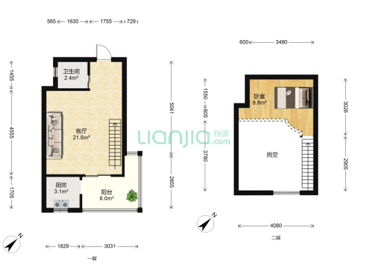 斯壮大厦1+1海景公寓 1室1厅1卫 48平方