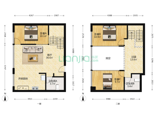 海尔地产国际广场 3室1厅2卫 80平方
