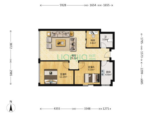南方星空 3室1厅1卫 97平方