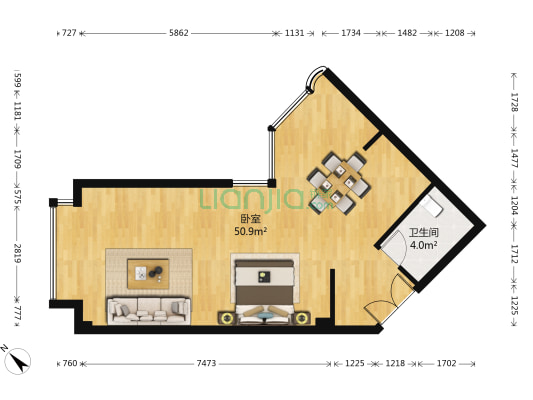 新和春禧时代 1室0厅1卫 82平方