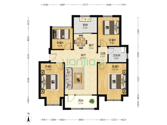 梦想望城 4室2厅1卫 98平方