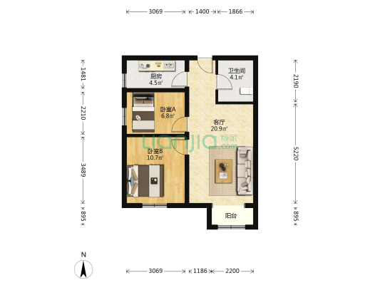广安康润家园东区 2室1厅1卫 76平方