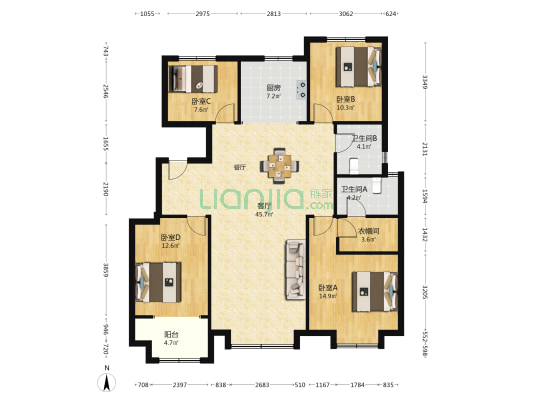 城发·润园 4室1厅2卫 143平方