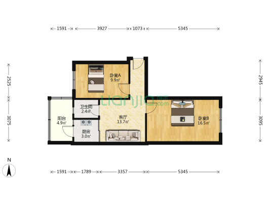 居祥南里 2室1厅1卫 46平方
