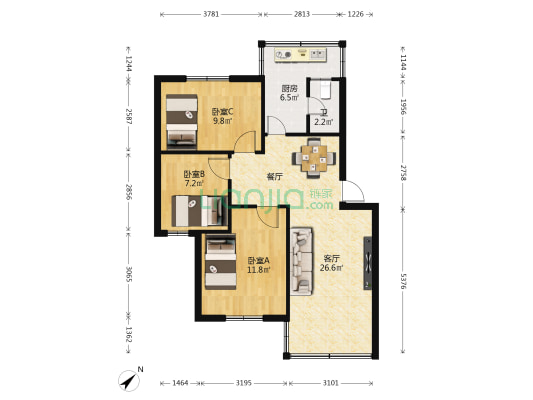 环城西路 3室1厅1卫 73平方
