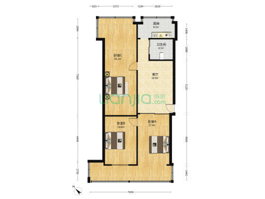 宝山南路448号 3室1厅1卫 110平方