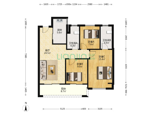 万科·星汇里 3室1厅2卫 101平方