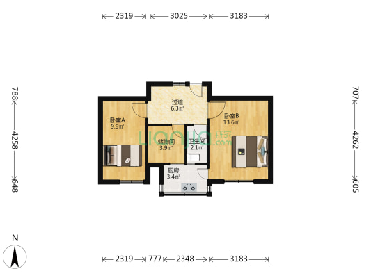 文化路112号院 2室0厅1卫 49平方