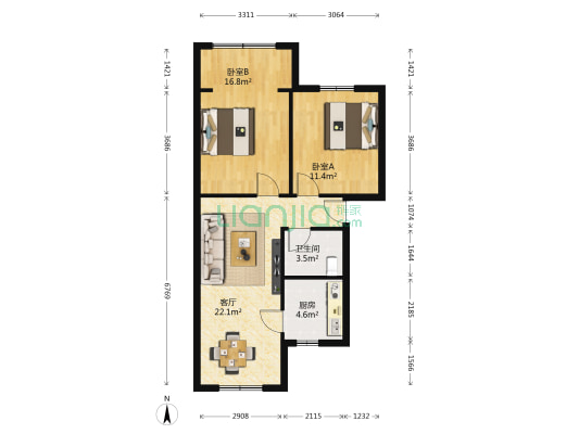 老工贸家属院 2室1厅1卫 78平方