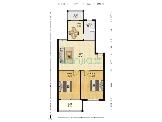淳中路48号 2室2厅1卫 87平方