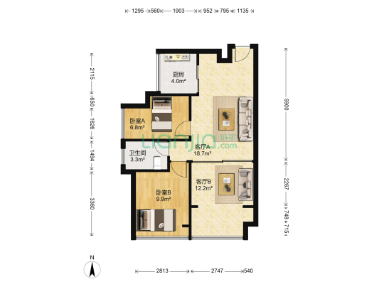 花样年别样城二期 2室2厅1卫 67平方