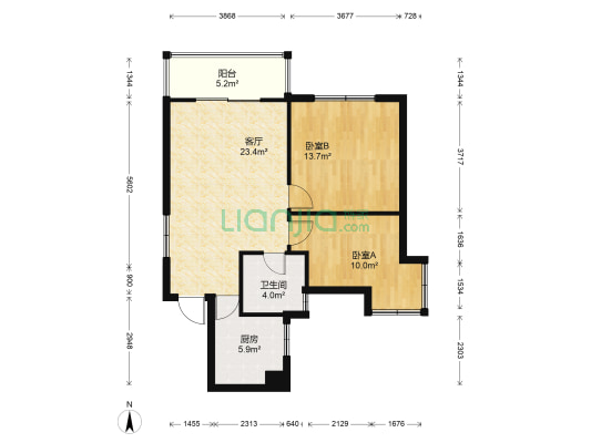 国际城F组团 2室1厅1卫 85平方