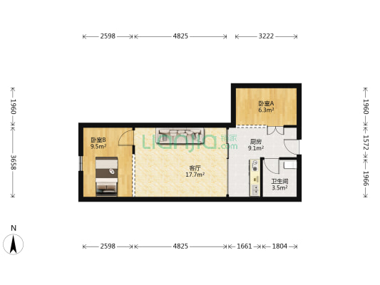 成都国际医药港 2室1厅1卫 69平方