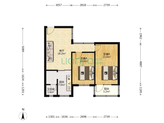谢家湾正街92号 2室1厅1卫 64平方