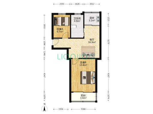 新欣家园 2室1厅1卫 60平方