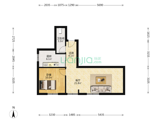 雅端巷25号 1室1厅1卫 56平方