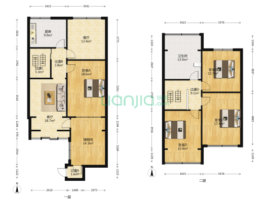 常泰大院 4室2厅1卫 144平方