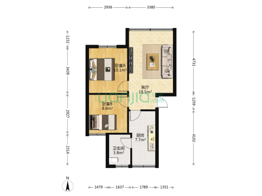 同心路小区 2室1厅1卫 65平方