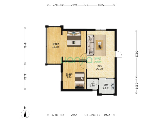 广宁路9号 2室1厅1卫 51平方