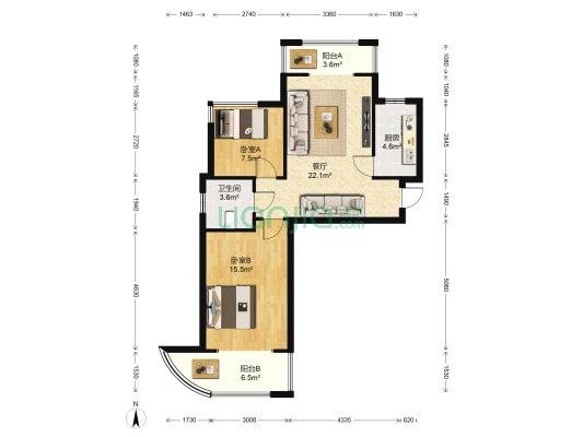 绿地世纪城五期 2室1厅1卫 98平方