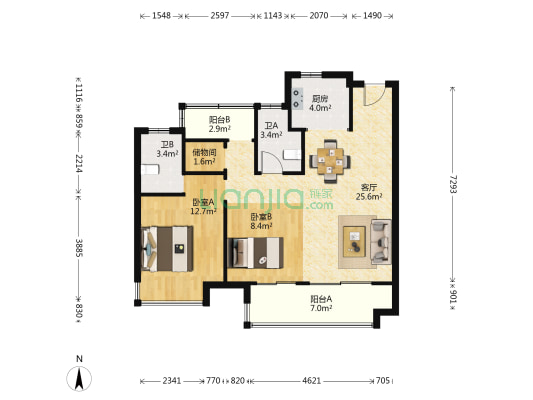 徽创佳兆业未来城二期 2室1厅2卫 98平方