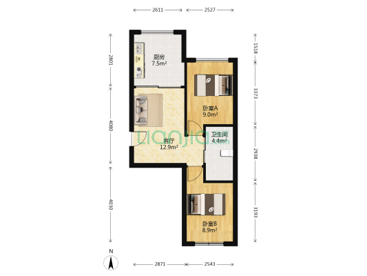 金馨园四区 2室1厅1卫 54平方