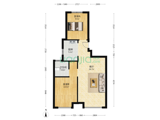 保利时代 2室1厅1卫 79平方