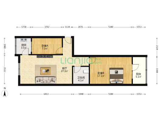 九州水利水电工程局家属院 2室1厅1卫 80平方