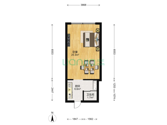 赣昌大厦 1室0厅1卫 50平方