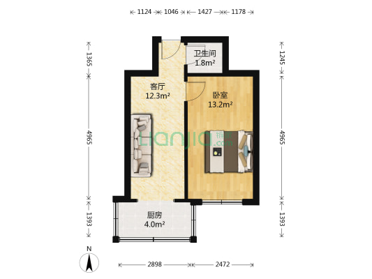 教化小区 1室1厅1卫 36平方