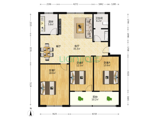 文兴路种子公司家属院 3室1厅1卫 124平方