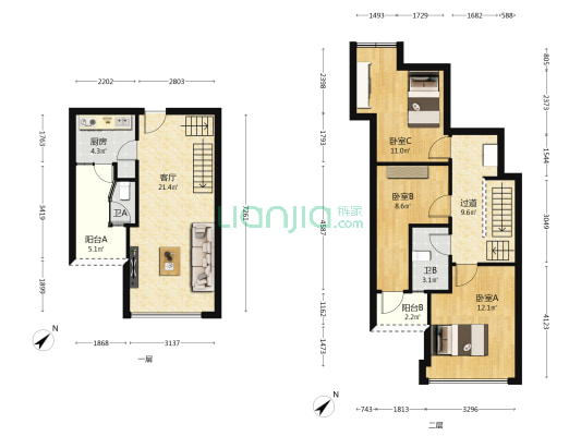 嘉荟轩 3室1厅2卫 72平方