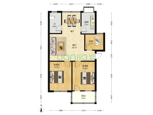鄂城油厂 3室1厅1卫 89平方