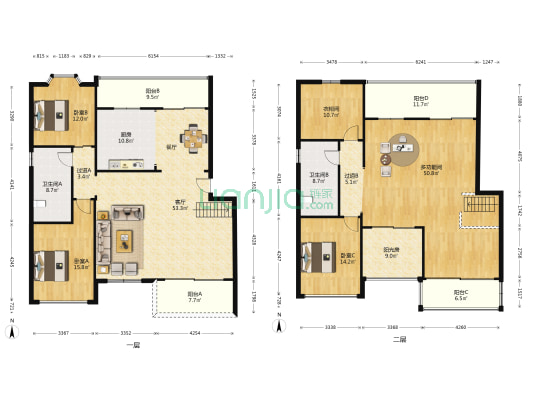 瑞士花园 4室1厅2卫 148平方