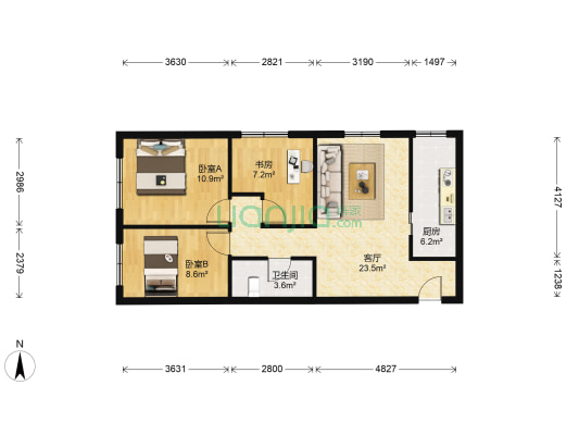 合立方 3室1厅1卫 87平方