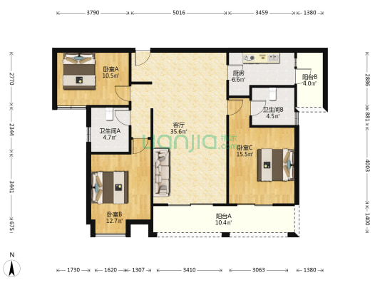 和信·玲珑府 3室1厅2卫 126平方