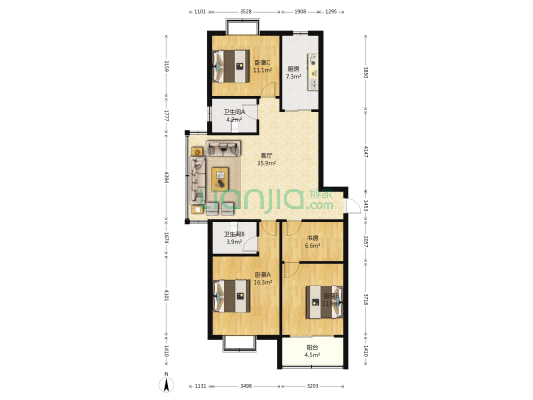 凤凰首府 4室1厅2卫 132平方