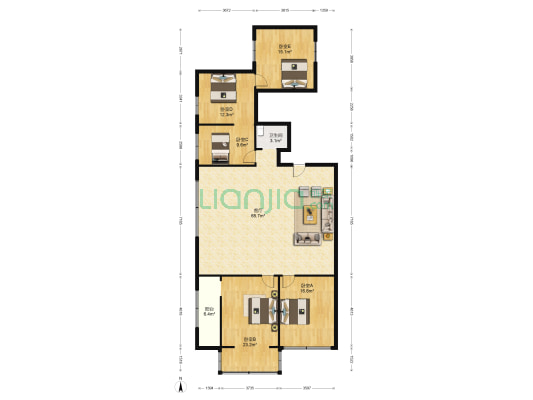 军需高层 5室1厅1卫 200平方